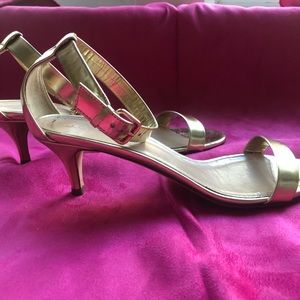 JCrew Gold Kitten Heel Sandal